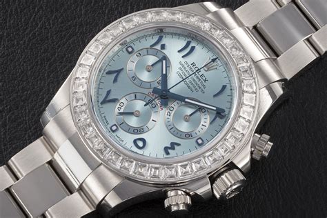 rolex cosmograph daytona limited arabic edition 40mm diamond pave platinum|Rolex chronograph.